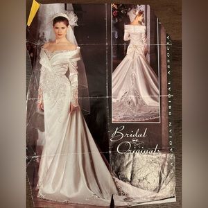 Bridal Originals wedding dress with train and veil- size 8
